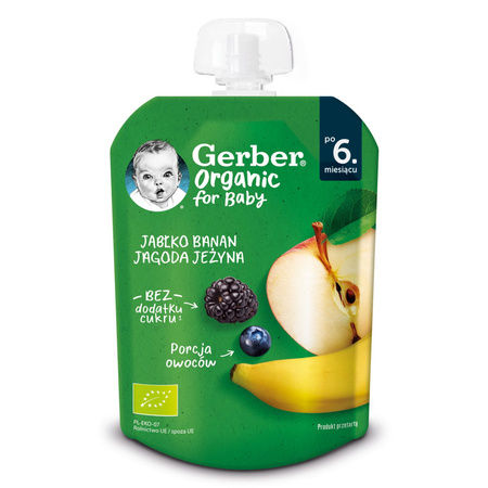 GERBER Organic MUS jabłko banan jagoda jeżyna 80g