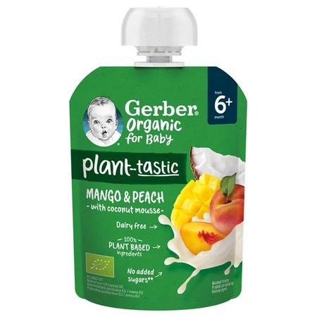 Gerber Organic Plant-tastic Deserek mango, brzoskwinia, mus kokosowy 80g