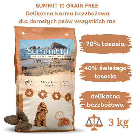 Sucha karma Grain Free Bezzbożowa Łosoś 3 kg SUMMIT 10