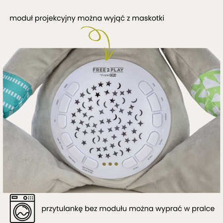 Pluszowy miś szumiś z projektorem, maskotka ułatwiająca zasypianie FREEON