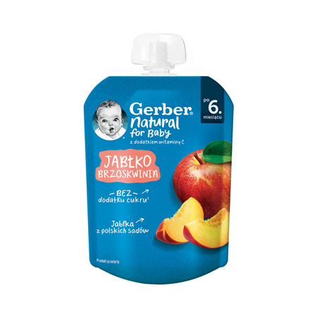 GERBER Natural Mus jabłko. brzoskwinia. 6x 80g