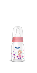 WEE BABY Butelka szklana do karmienia 125ml 0m+ różowa