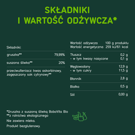 BoboVita Bio Mus Gruszka z suszoną śliwką po 6 miesiącu 6x80 g