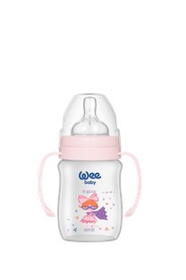 WEE BABY Butelka PP z uchwytem i szeroką szyjką 150ml róż