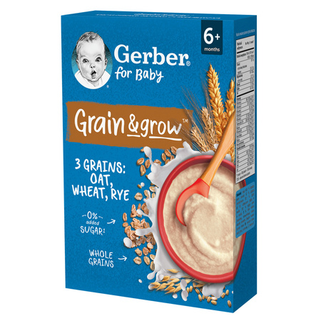 GERBER Grain& Grow Kaszka 3 Zboża dla niemowląt po 6. miesiącu 200g