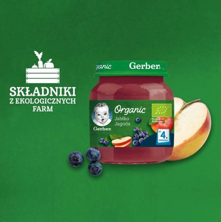 GERBER Organic jabłko-jagoda 125g x 6 sztuk