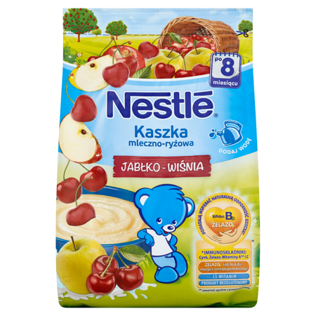 NESTLE Kaszka mleczo-ryżowa jabłko-wiśnia. 230g