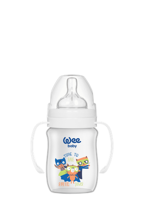 WEE BABY Butelka PP z uchwytem i szeroką szyjką 150ml biel