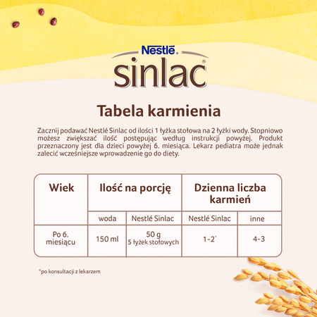 NESTLE SINLAC Produkt Zbożowy bez glutenu i dodatku cukru 300g