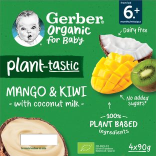 GERBER Organic Deserek mango,kiwi,mus kokos 4x90g