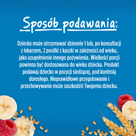 GERBER Grain&amp; Grow Kaszka owsiano-pszenna mleczna Banan Malina 200g