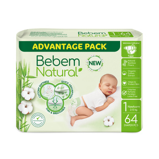 Pieluszki bambusowe pampersy NEWBORN 1 (2-5kg) 64 szt. EKO BEBEM Natural