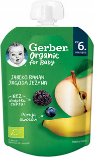 GERBER Organic MUS jabłko banan jagoda jeżyna 80g