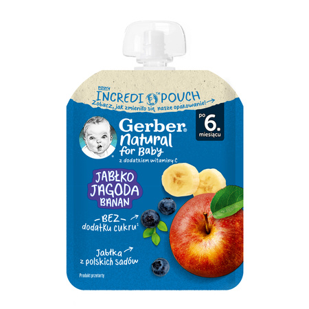 GERBER Natural Mus jabłko. jagoda. banan 4x80g