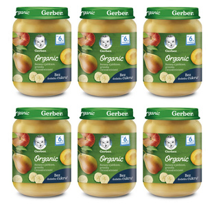 GERBER Organic banan gruszka brzoskwinia 190g x 6 sztuk