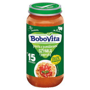 BOBOVITA Pasta z pomidorami szynką i papryką, 250g