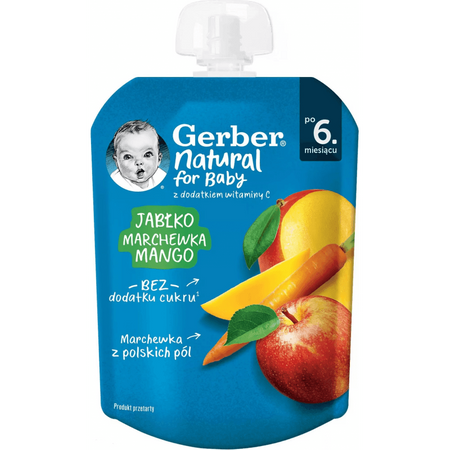 GERBER Natural Mus jabłko.mango. marchewka. 80g