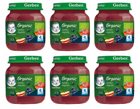 GERBER Organic jabłko-jagoda 125g x 6 sztuk