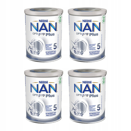 NESTLE NAN OPTIPRO PLUS 5 PRODUKT NA BAZIE MLEKA DLA MAŁYCH DZIECI 4 x 800G