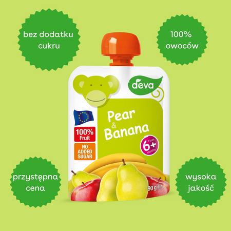 DEVA Mus owocowy gruszka i banan 90g