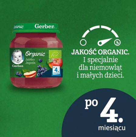 GERBER Organic jabłko-jagoda 125g x 6 sztuk