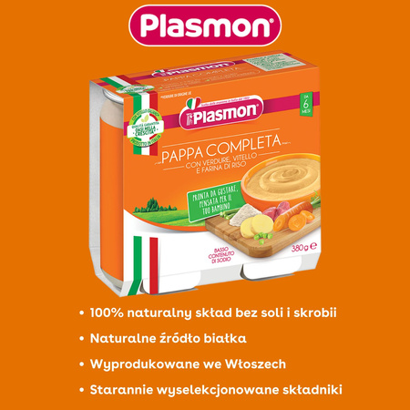 PLASMON Danie Warzywa z cielęciną i ryżem 2x190g