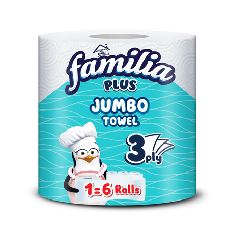 Ręcznik papierowy jumbo wytrzymały jednorazowy 1=6 duża rolka FAMILIA