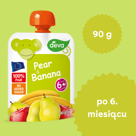 DEVA Mus owocowy gruszka i banan 90g