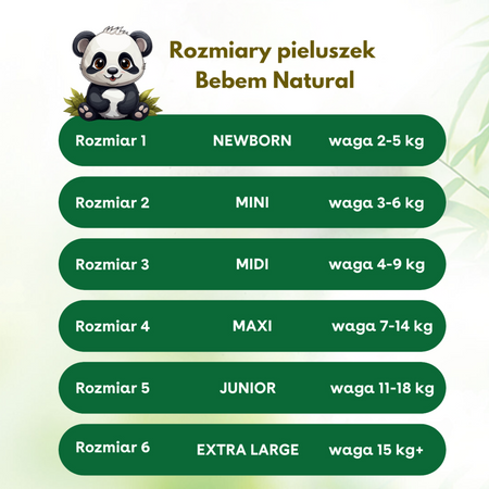 Pieluszki bambusowe pampersy MINI 2 (3-6kg) 68 szt.  EKO BEBEM Natural