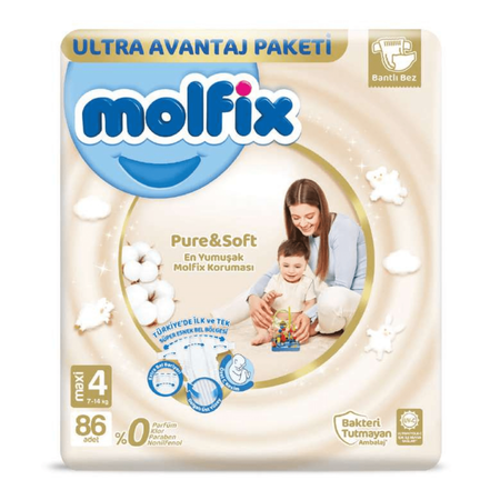 MOLFIX Pure&amp;Soft Pieluszki MAXI 4 (7-14 kg) 86 szt