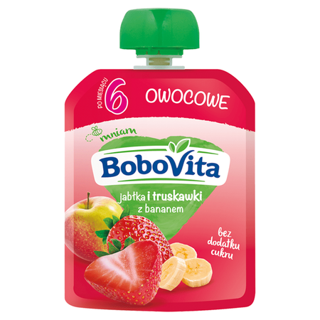 BoboVita Mus banan i jabłko z truskawką po 6. miesiącu 80 g