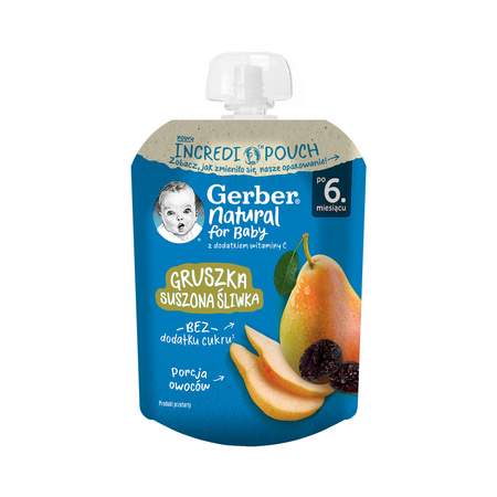 GERBER Natural Mus gruszka. suszona śliwka. 80g