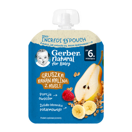 GERBER Natural Mus gruszka. banan. malina z musli. 80g