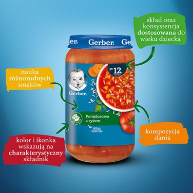 GERBER Zupa pomidorowa z ryżem 250 g