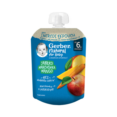 GERBER Natural Mus jabłko. mango. marchewka. 4x80g