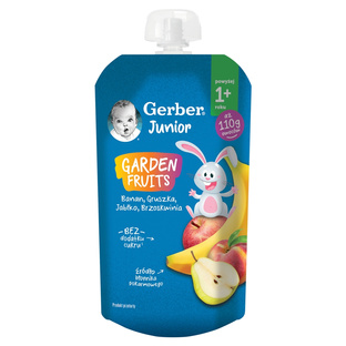 Gerber Junior Garden Fruits Deserek banan gruszka jabłko brzoskwinia 110g