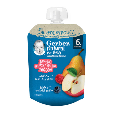 GERBER Natural Mus jabłko. gruszka. malina. jagoda 80g