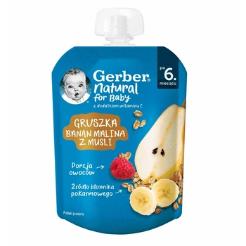 GERBER Natural Mus gruszka. banan. malina z musli. 80g