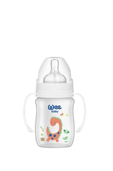 WEE BABY Butelka PP z uchwytem i szeroką szyjką 150ml biel