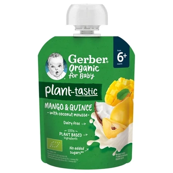 Gerber Organic Plant-tastic Deserek mango i pigwa z musem kokosowym  80g