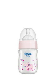 WEE BABY Butelka żaroodporna z szeroką szyjką 120ml 0m+ róż