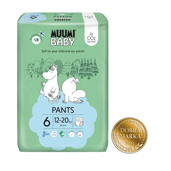 MUUMI Pieluchomajtki 6 JUNIOR 12-20 kg 36 szt EKO