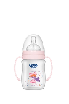 WEE BABY Butelka PP z uchwytem i szeroką szyjką 150ml róż